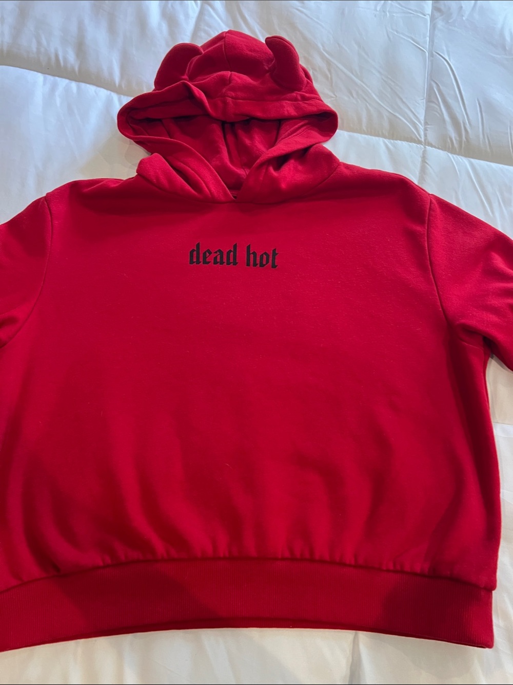 H&M Red Pullover Hoodie with Center Label